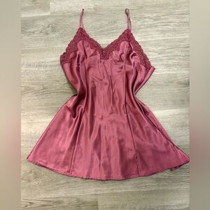 Vintage Mini Lace & Satin Slip Dress Lace in Mauve
